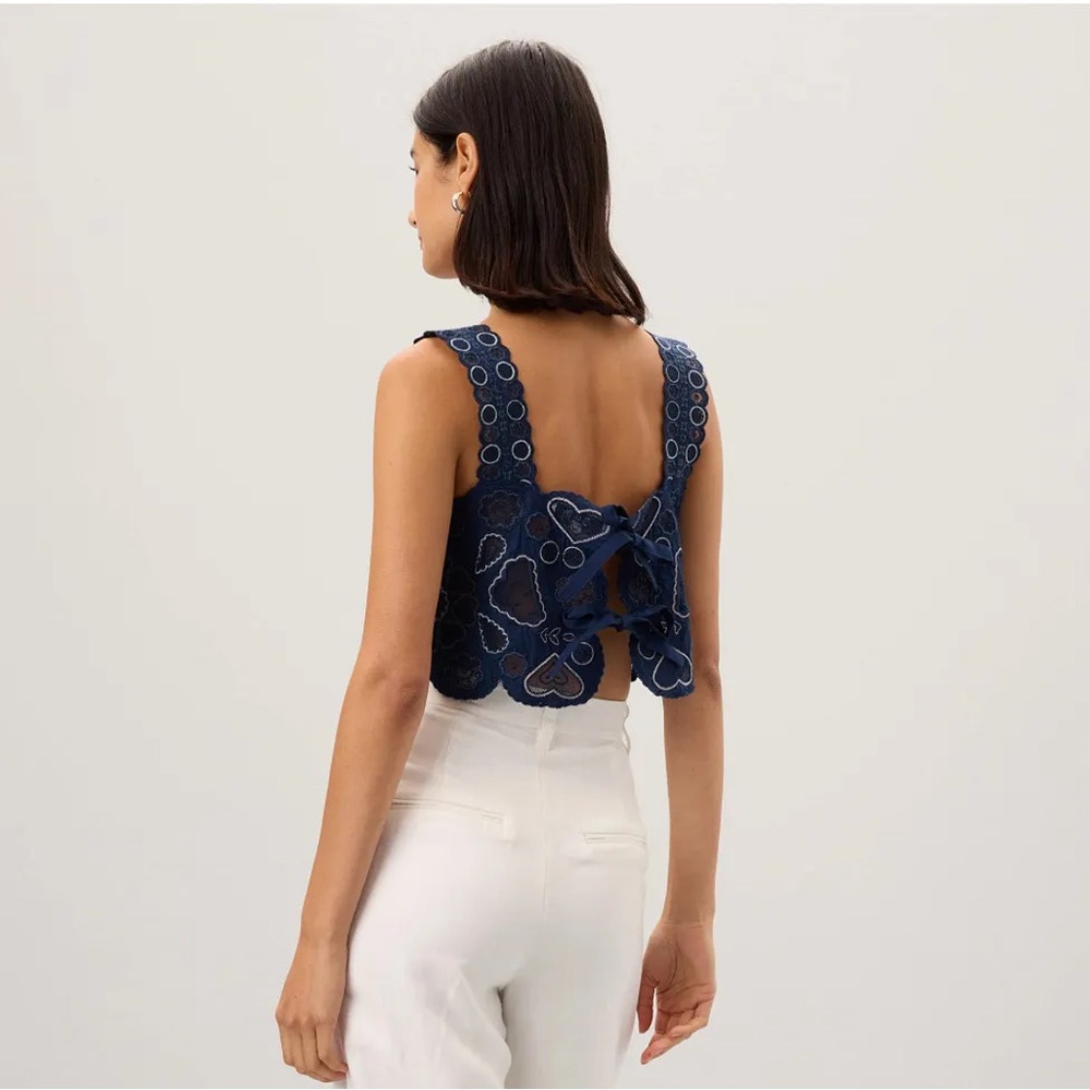 Sea New York Jeanetta Eyelet Cropped Tank Top - Picture 2 of 9